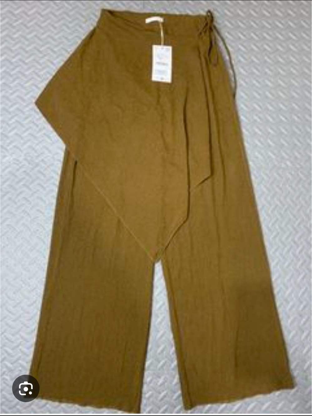 Zara Women's Wide-Leg Wrap Pants in Olive Brown